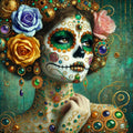 Jeweled Sugar Skull Queen Art Print: Día de Muertos Gilded Portrait (Digital Download)