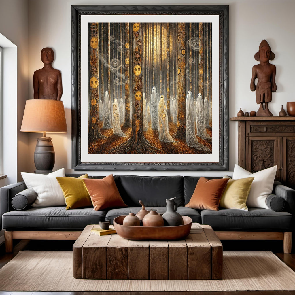 Forest of Forgotten Souls: Golden Ethereal Spirits Art (Digital Download)