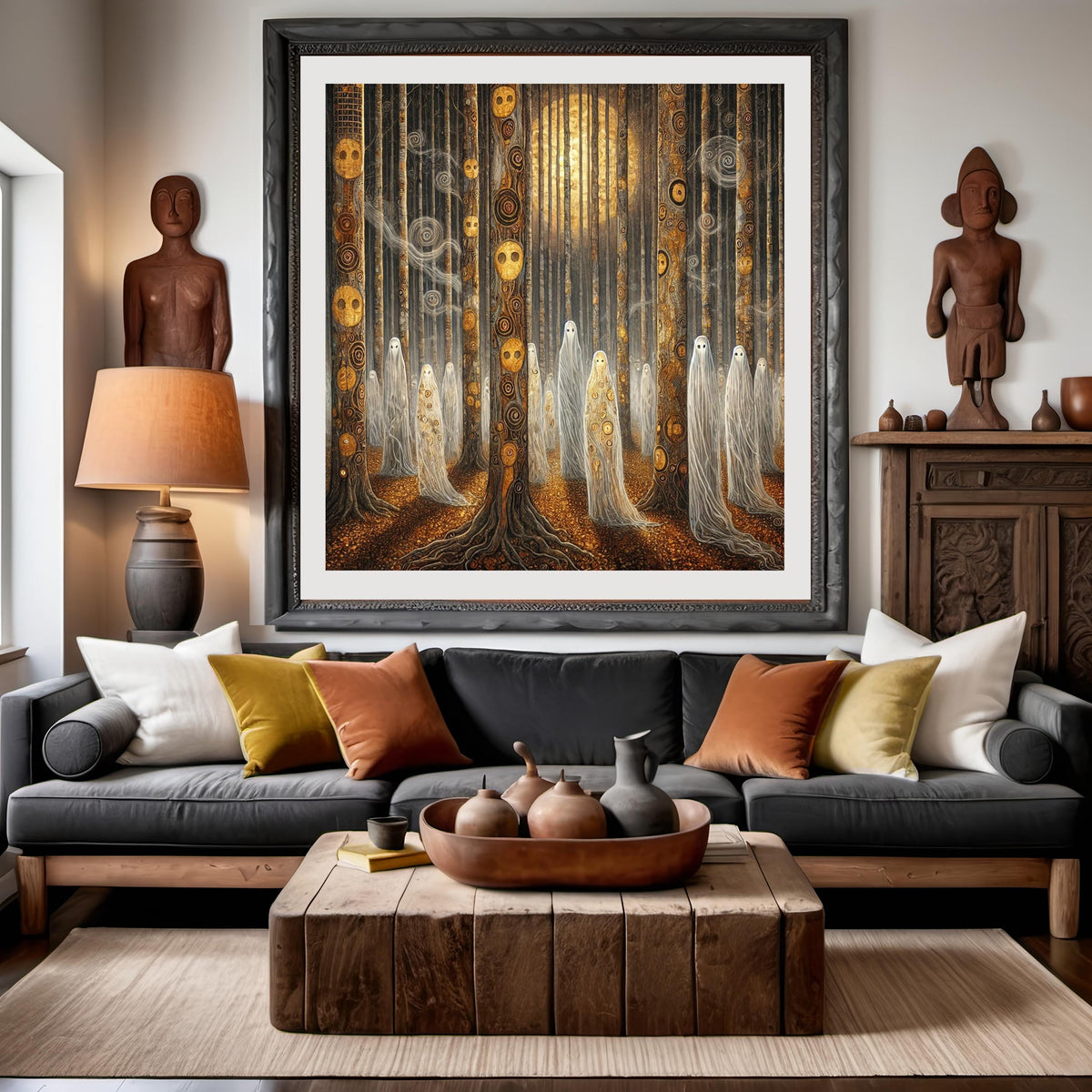 Forest of Forgotten Souls: Golden Ethereal Spirits Art (Digital Download)