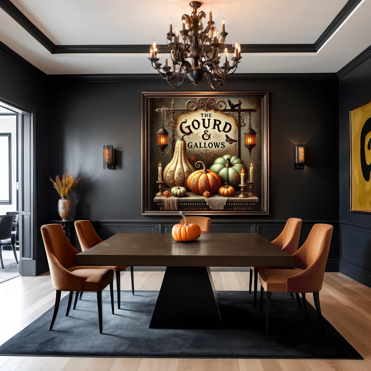 Gothic Halloween Print: Vintage Pumpkin Tavern Sign, Dark Victorian (Digital Art)