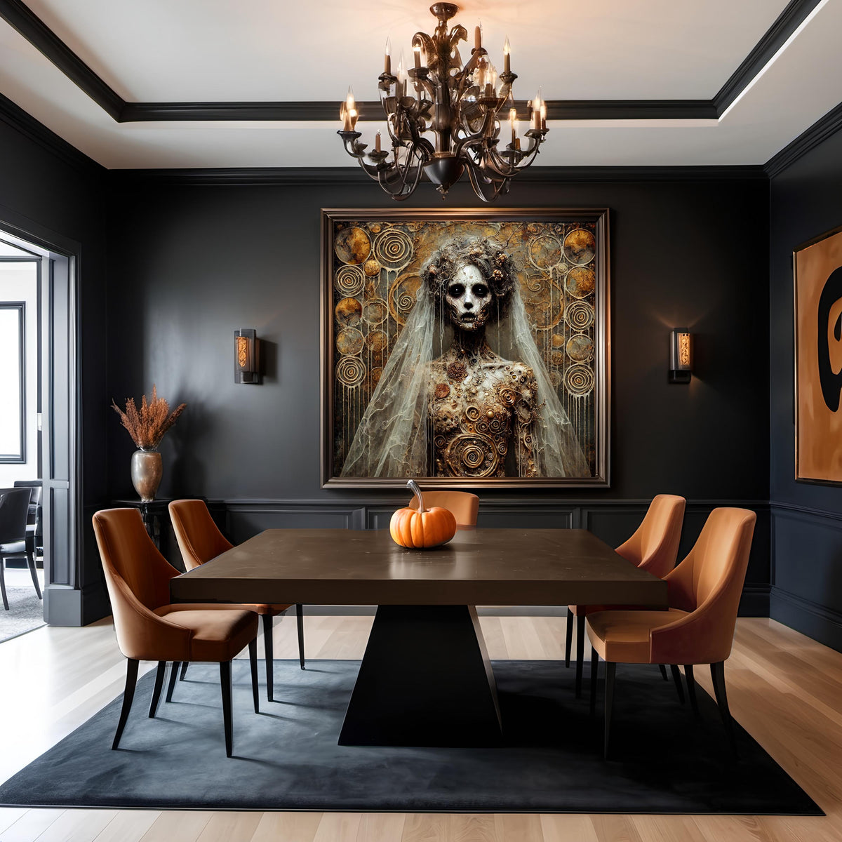 Undead Bride: Gothic Gold Skeleton Art (Digital Download)