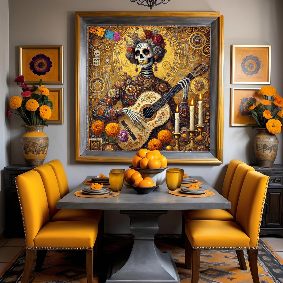 Día de los Muertos Art Print: Gilded Skeleton Musician (Digital Download)