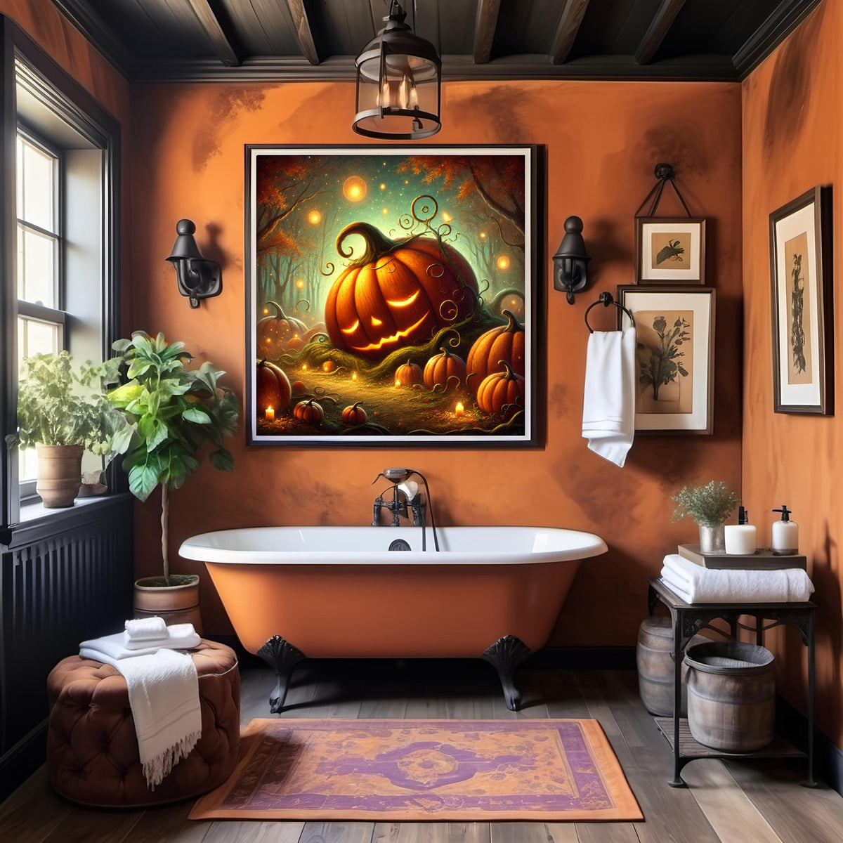 Enchanted Pumpkin Path Print: Vintage Halloween Wall Art (Printable Digital Download)