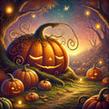 Vintage Halloween Pumpkin Path Art Print, Spooky Jack O'Lantern Forest (Digital Download)