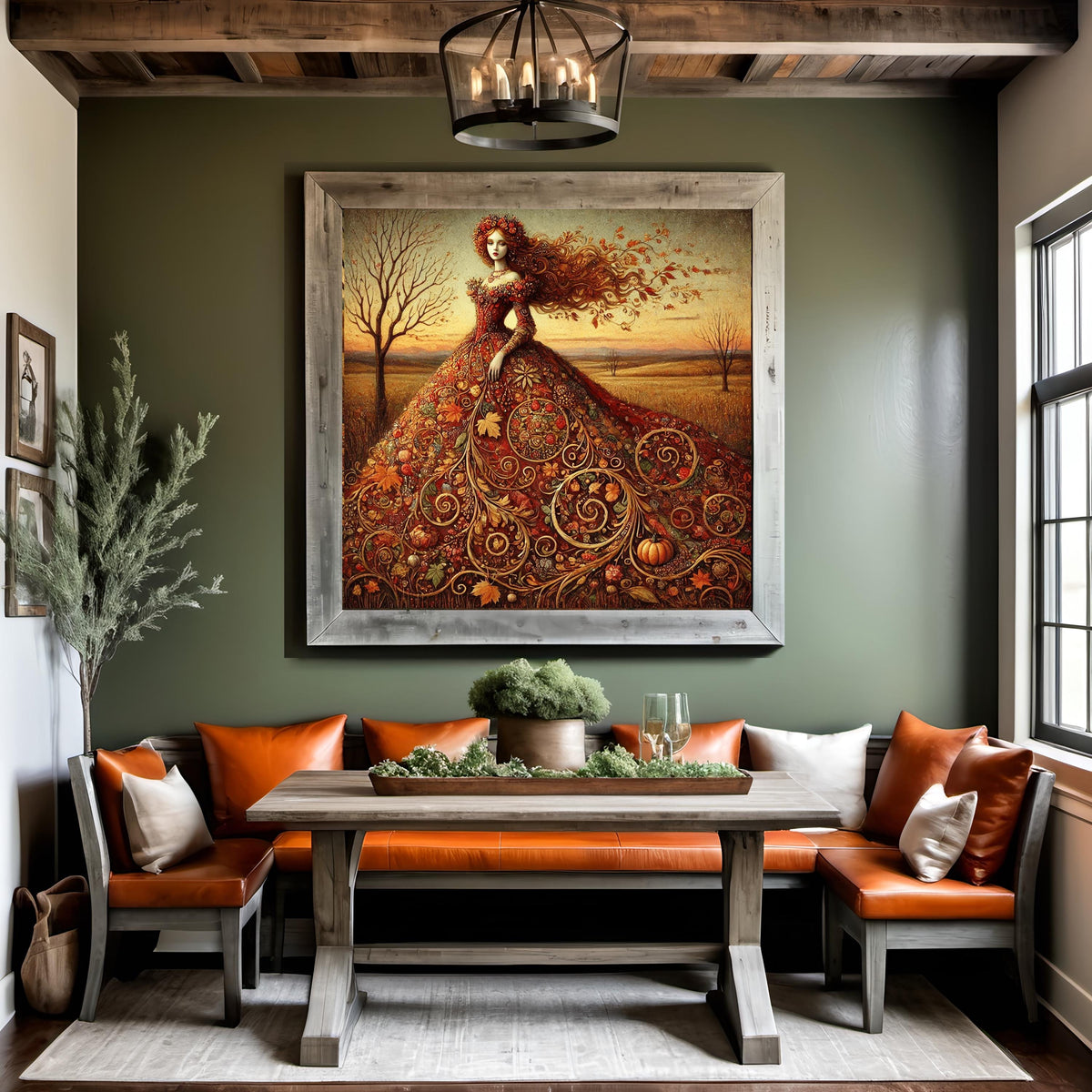 Autumn Empress Painting: Vintage Harvest Goddess Fantasy Art (Digital Download)