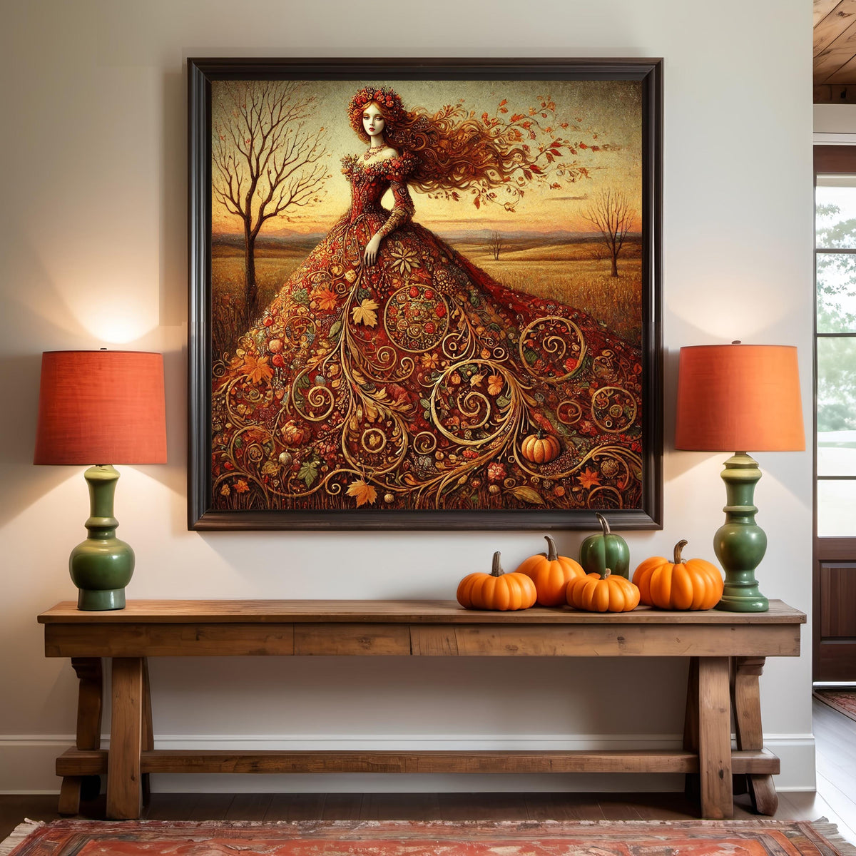 Autumn Empress Painting: Vintage Harvest Goddess Fantasy Art (Digital Download)