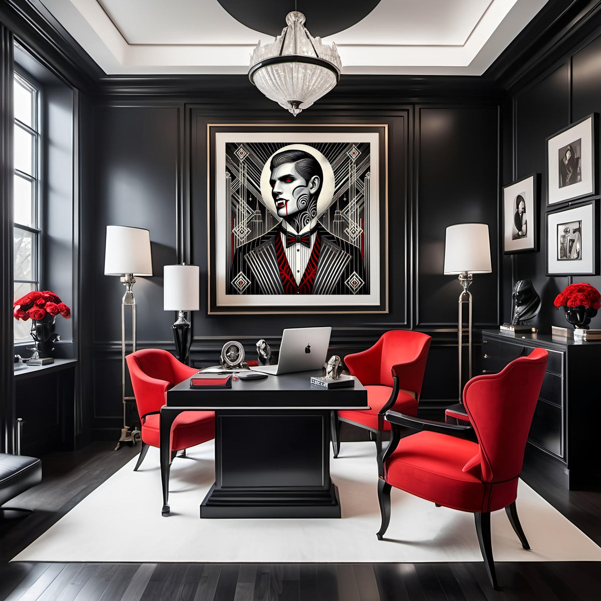 Art Deco Vampire Print: 1920s Gothic Noir Portrait (Digital Download)