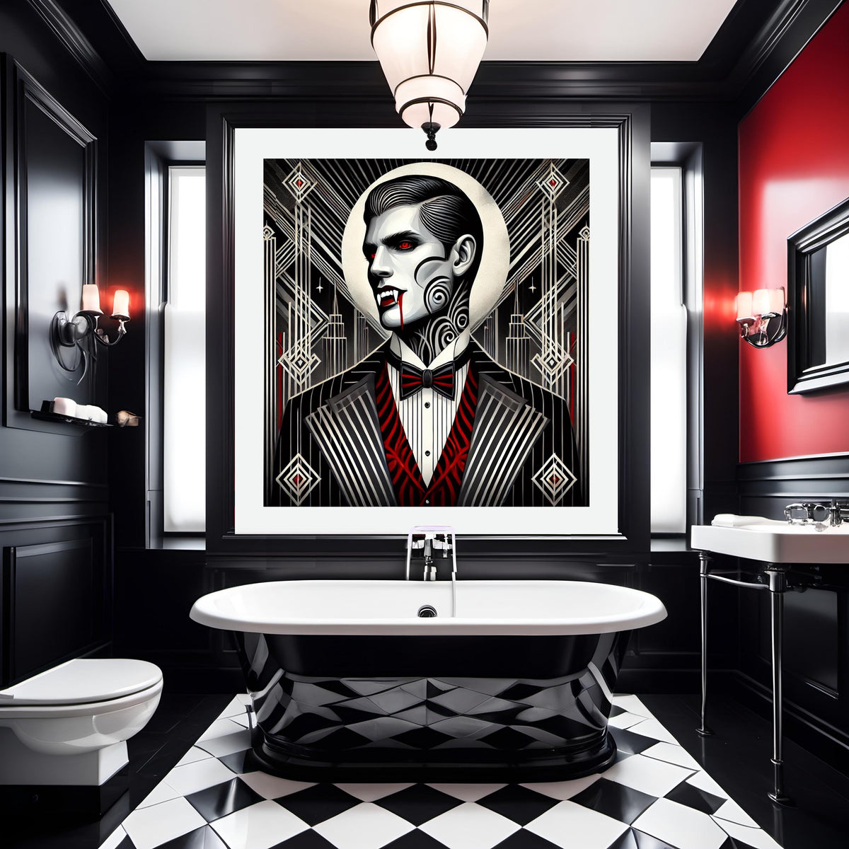 Art Deco Vampire Print: 1920s Gothic Noir Portrait (Digital Download)