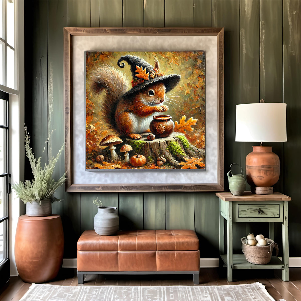 Autumn Squirrel Witch Hat Art: Vintage Halloween Animal Print (Digital Download)