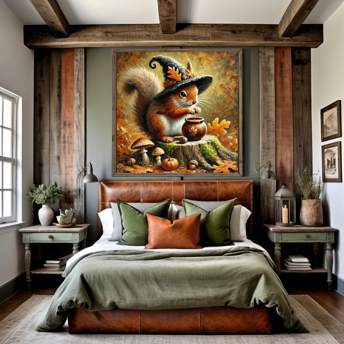 Autumn Squirrel Witch Hat Art: Vintage Halloween Animal Print (Digital Download)