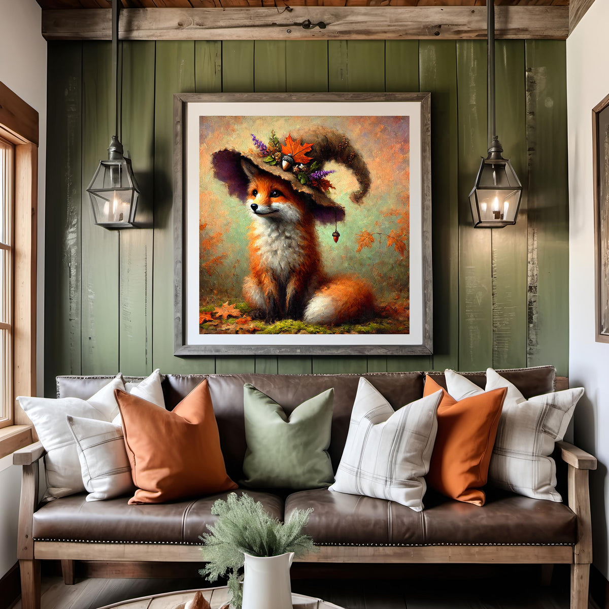 Autumn Witch Fox Art Print: Vintage Halloween Cottagecore (Digital Download)