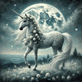 Moonlit Clover Unicorn: Enchanted Fantasy Art (Digital Download)