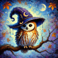 Vintage Witch Owl Print: Whimsical Moonlight Halloween Wall Art (Digital Download)