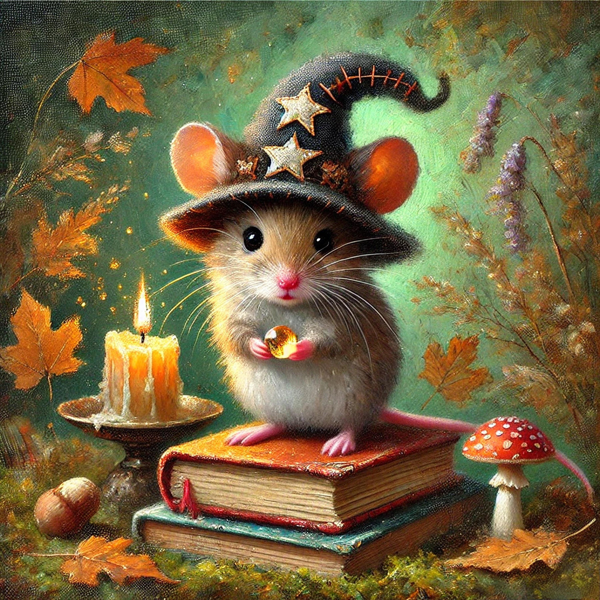 Mouse Witch Halloween Print: Whimsical Woodland Cottagecore Decor (Digital Download)