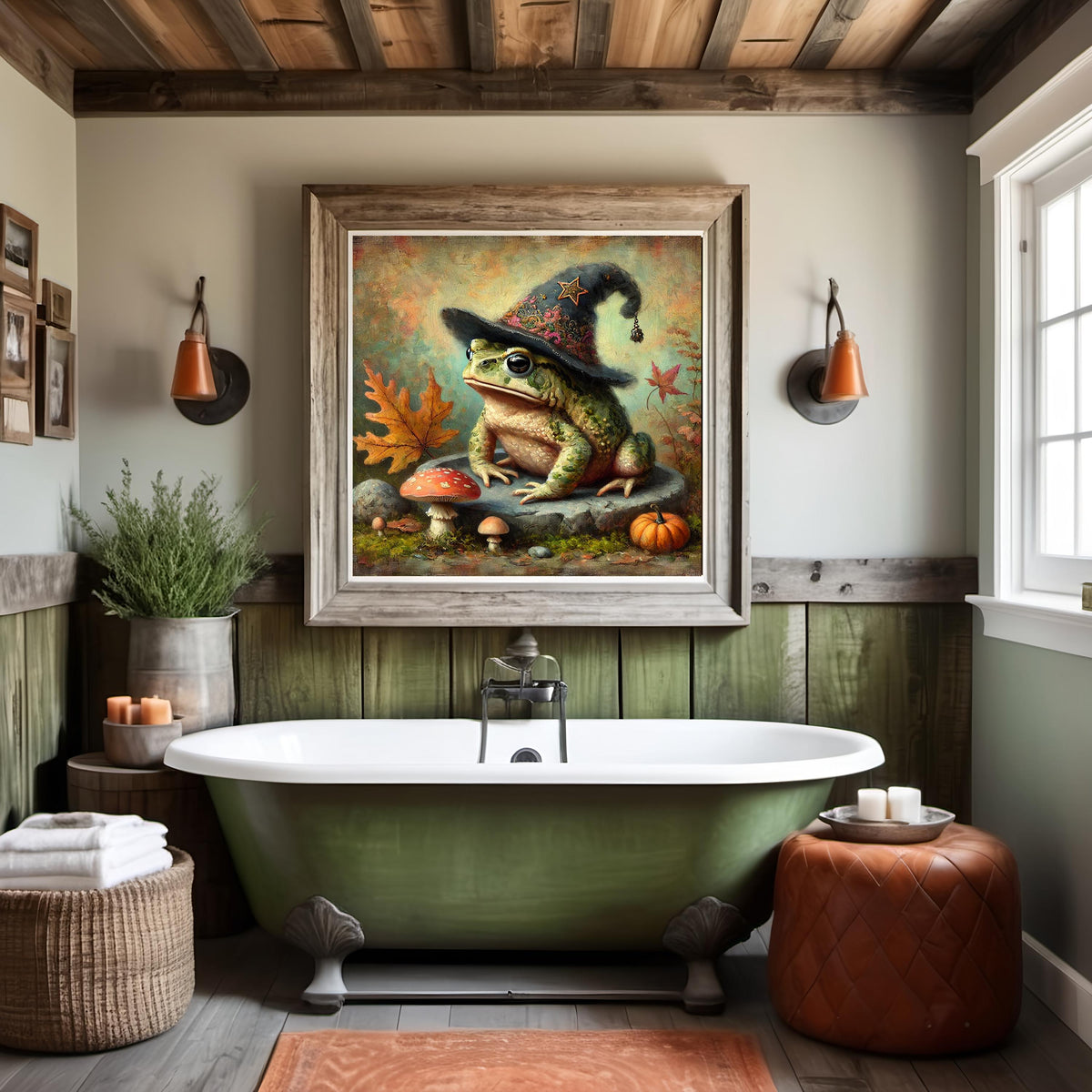 Whimsical Witch Frog Print: Vintage Halloween Toad Art (Digital Download)