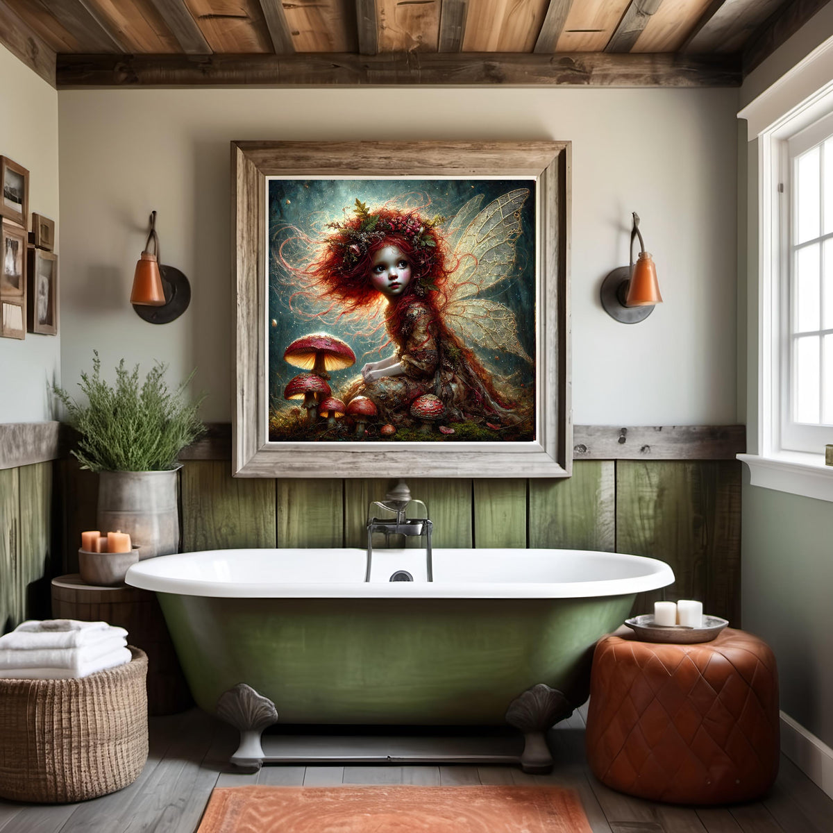 Wild Autumn Fairy: Enchanted Crimson Mushroom Art (Digital Download)