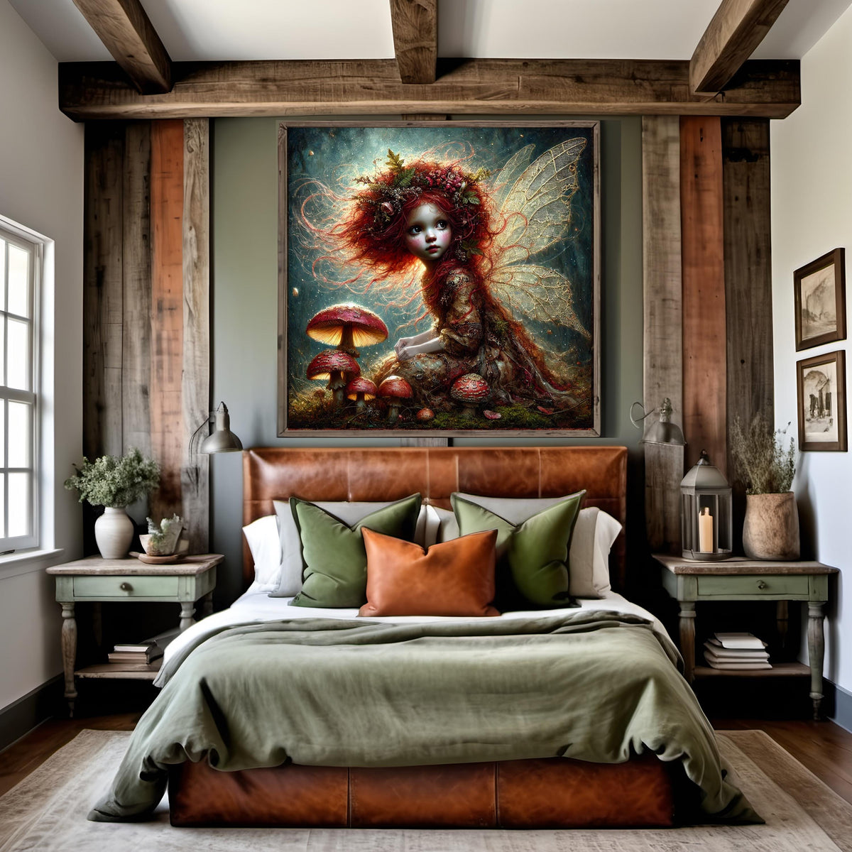 Wild Autumn Fairy: Enchanted Crimson Mushroom Art (Digital Download)
