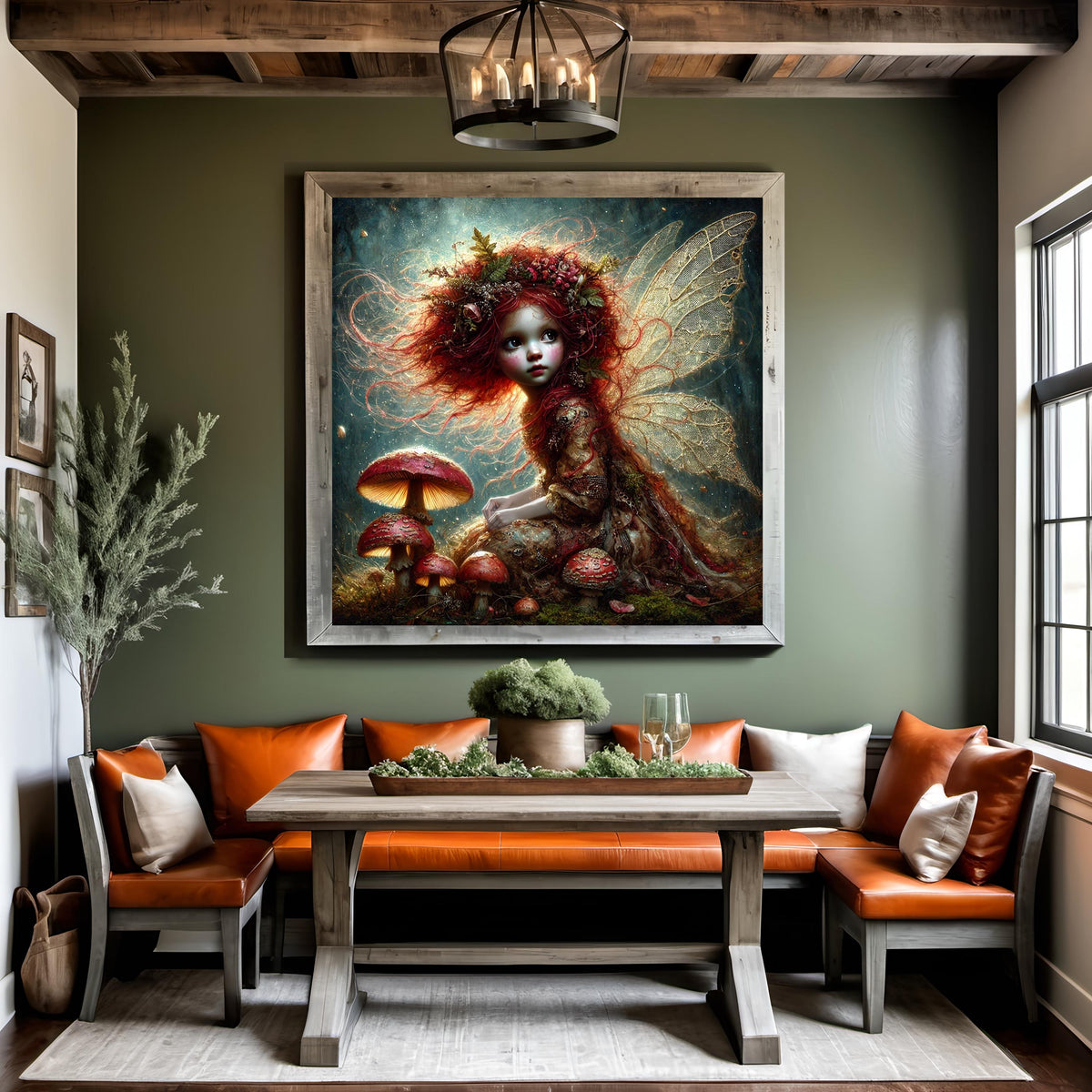 Wild Autumn Fairy: Enchanted Crimson Mushroom Art (Digital Download)
