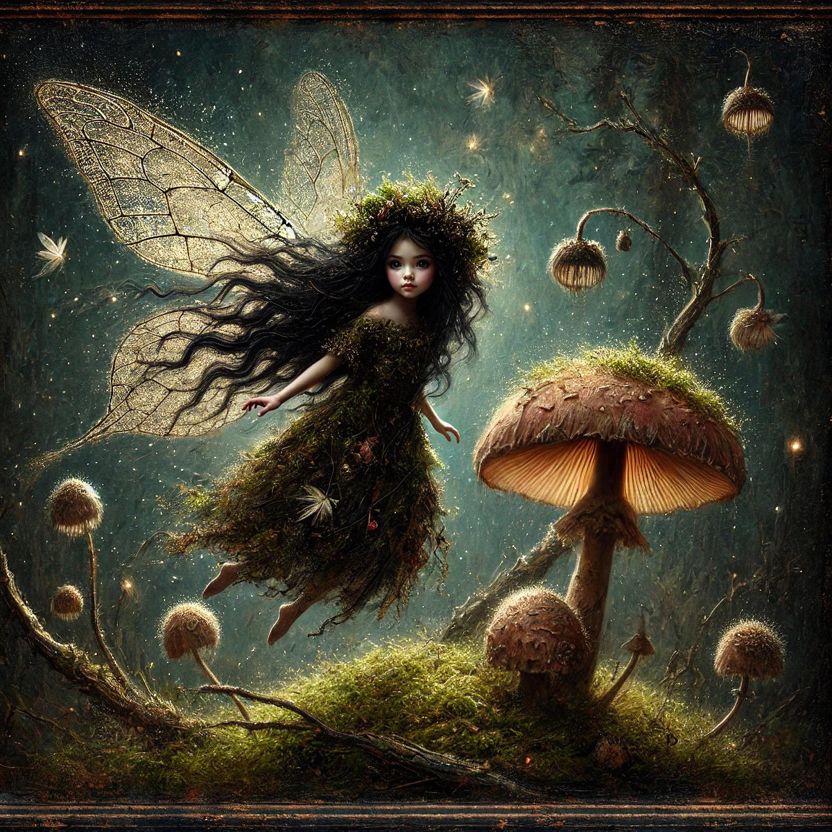 Wild Forest Fairy: Enchanted Woodland Mushroom Art (Digital Download)