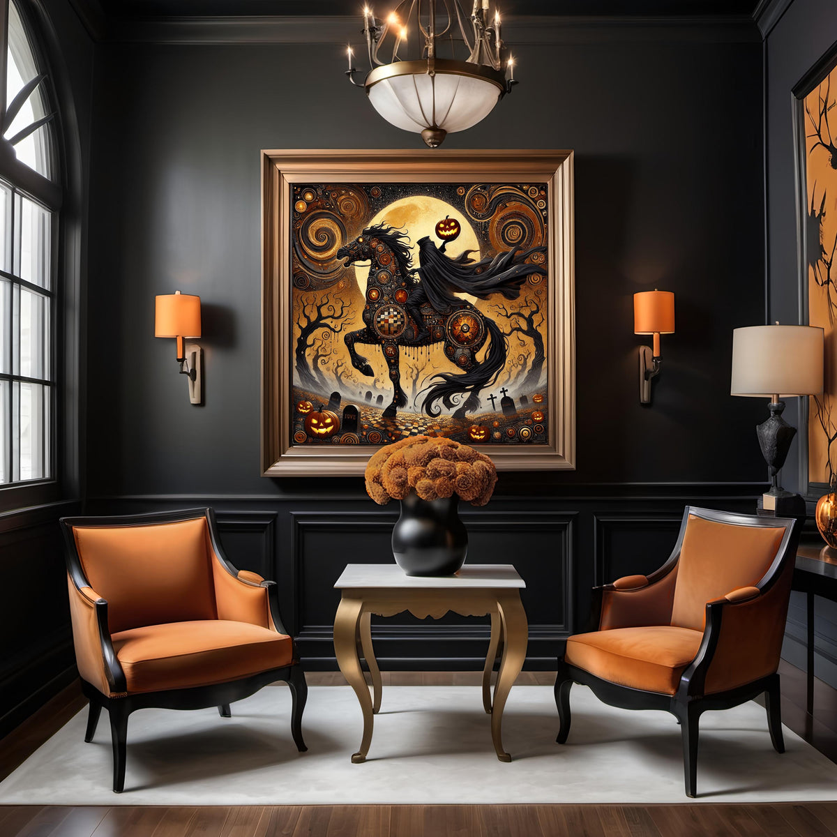 Klimt Headless Horseman: Gothic Golden Halloween Art (Digital Download)