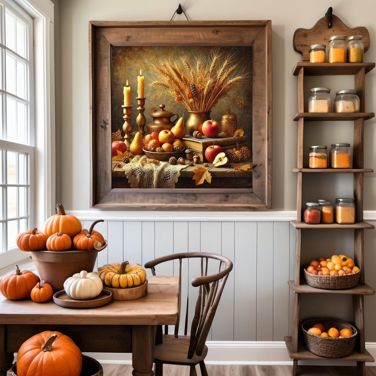 Autumn Still Life Art Print, Vintage Harvest Decor (Digital Download)