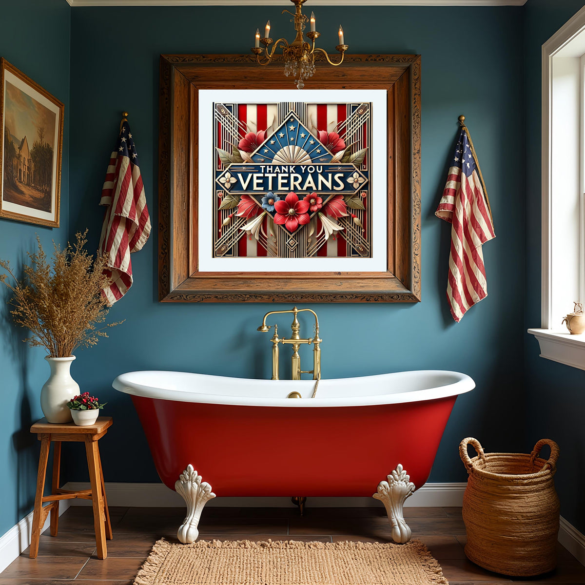 Art Deco Thank You Veterans Sign: Patriotic Wall Art (Digital Download)