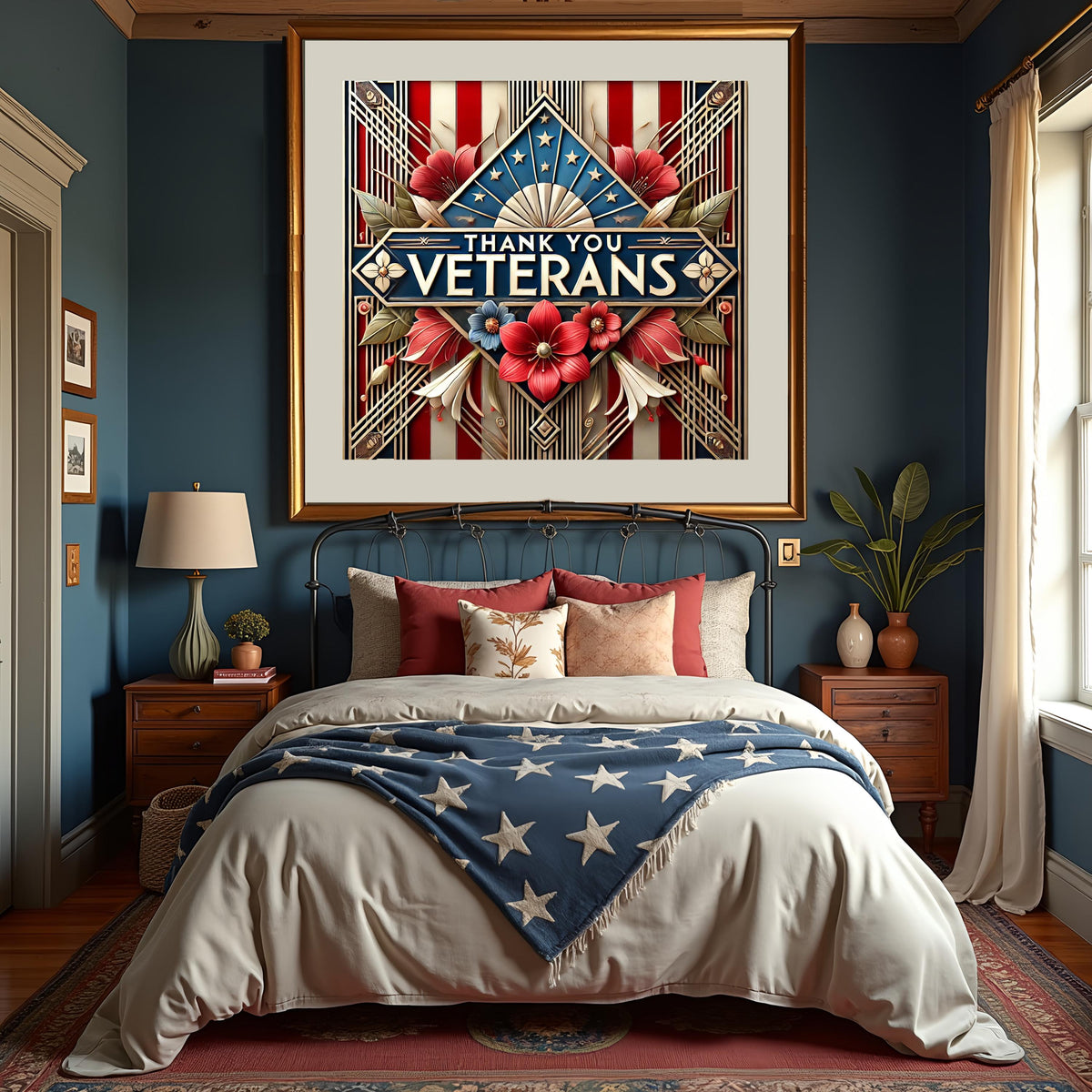 Art Deco Thank You Veterans Sign: Patriotic Wall Art (Digital Download)