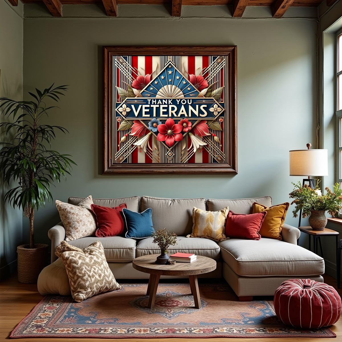 Art Deco Thank You Veterans Sign: Patriotic Wall Art (Digital Download)