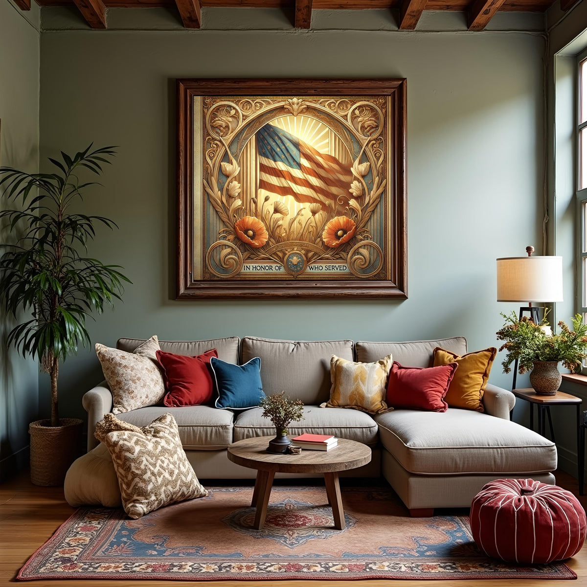 Art Nouveau Veterans Day Flag Print: Patriotic American Decor (Digital Download)