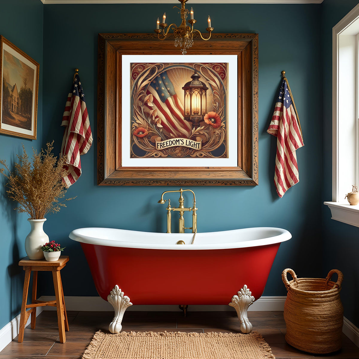 Art Nouveau Veterans Day Lantern Print: Freedom’s Light Patriotic Art  (Digital Download)