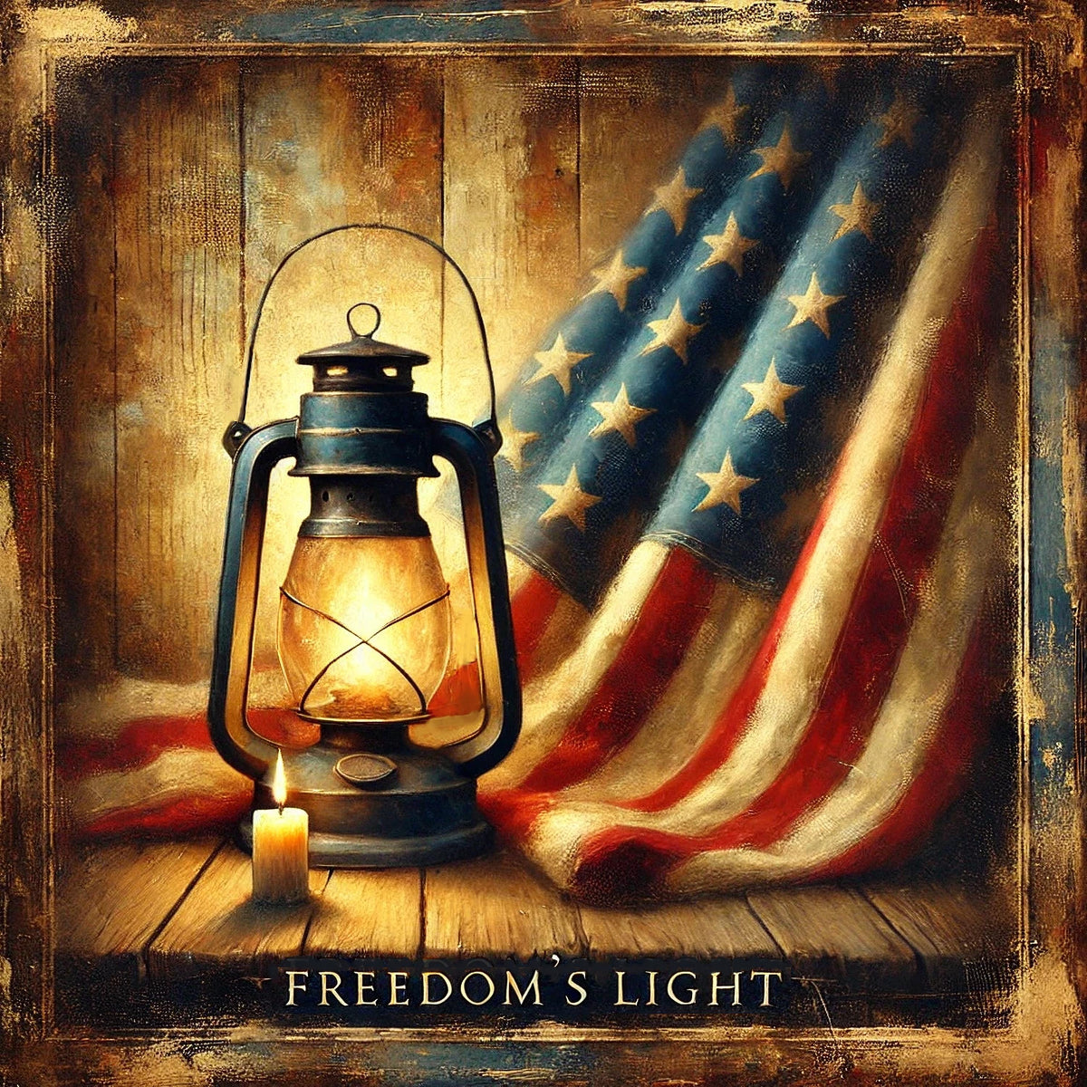 Freedom’s Light Veterans Day Print: Rustic Patriotic Lantern Wall Art (Digital Download)