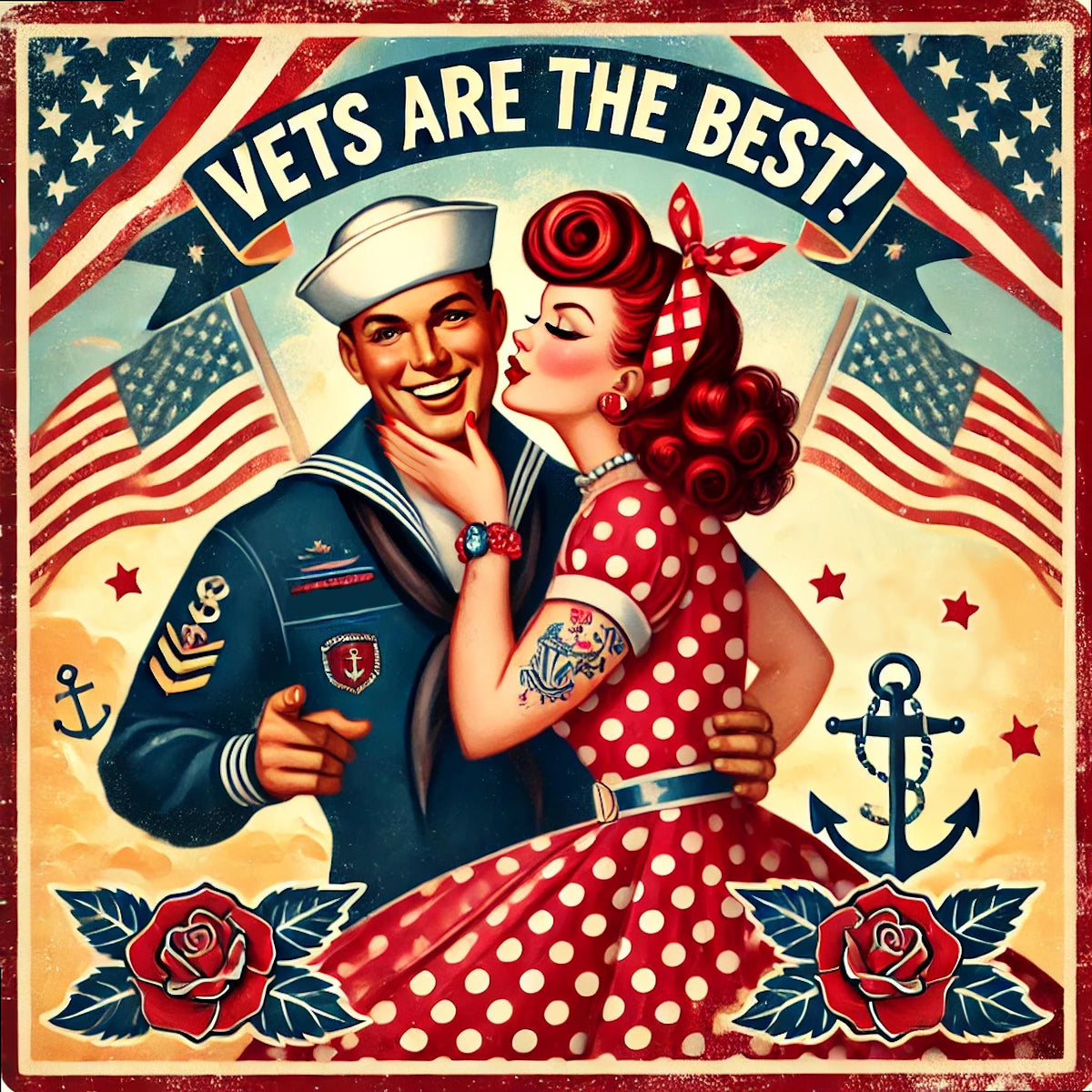 Vintage Veterans Day Pin-Up Print | 1940s Sailor Sweetheart (Digital Download)
