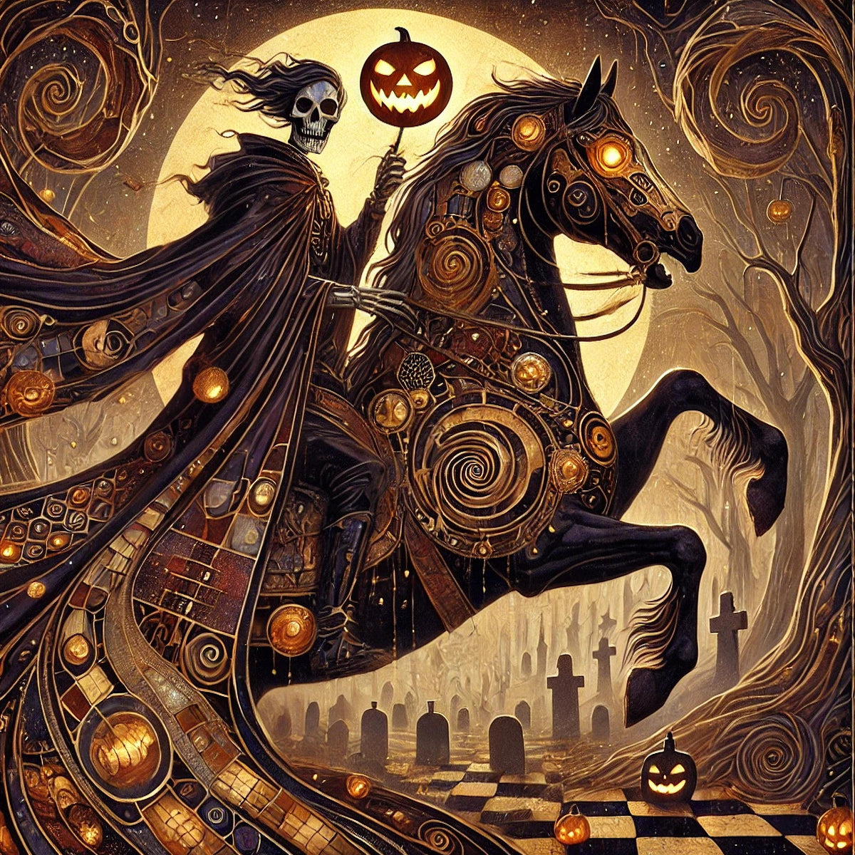 Halloween Rider: Gothic Headless Horseman Art (Digital Download)