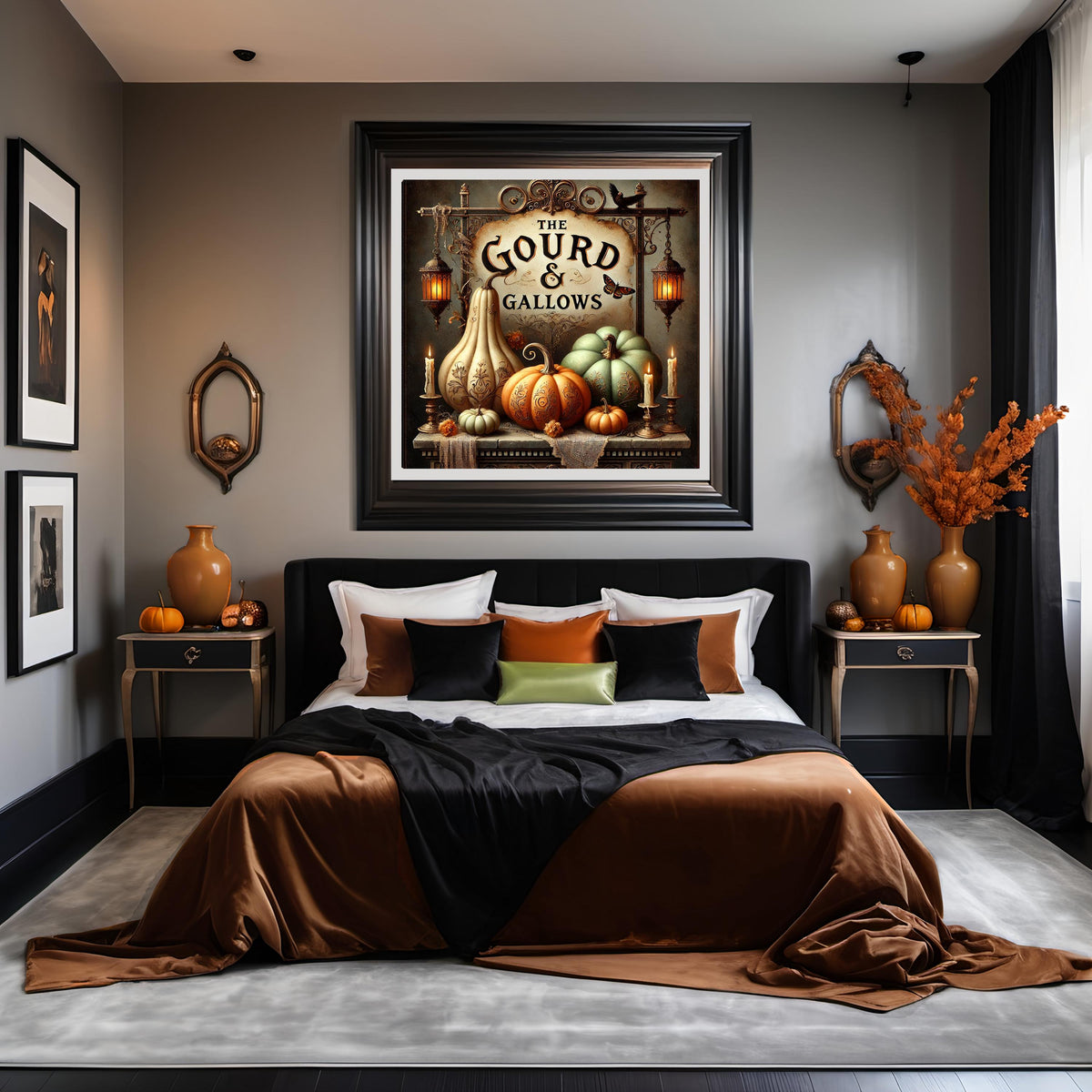 Gothic Halloween Print: Vintage Pumpkin Tavern Sign, Dark Victorian (Digital Art)