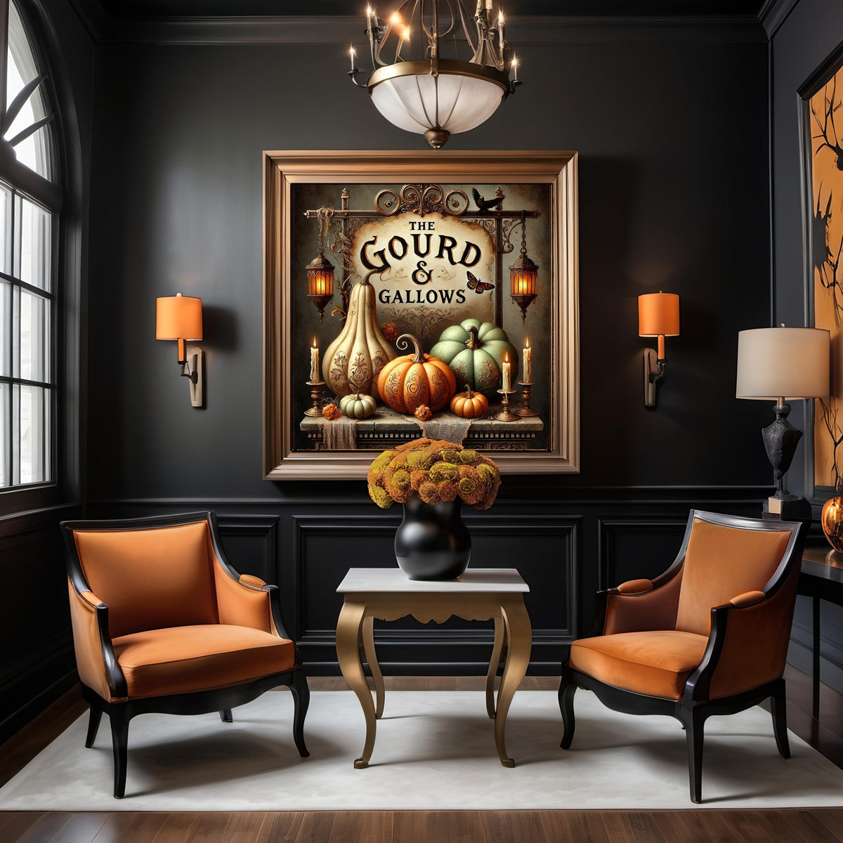Gothic Halloween Print: Vintage Pumpkin Tavern Sign, Dark Victorian (Digital Art)