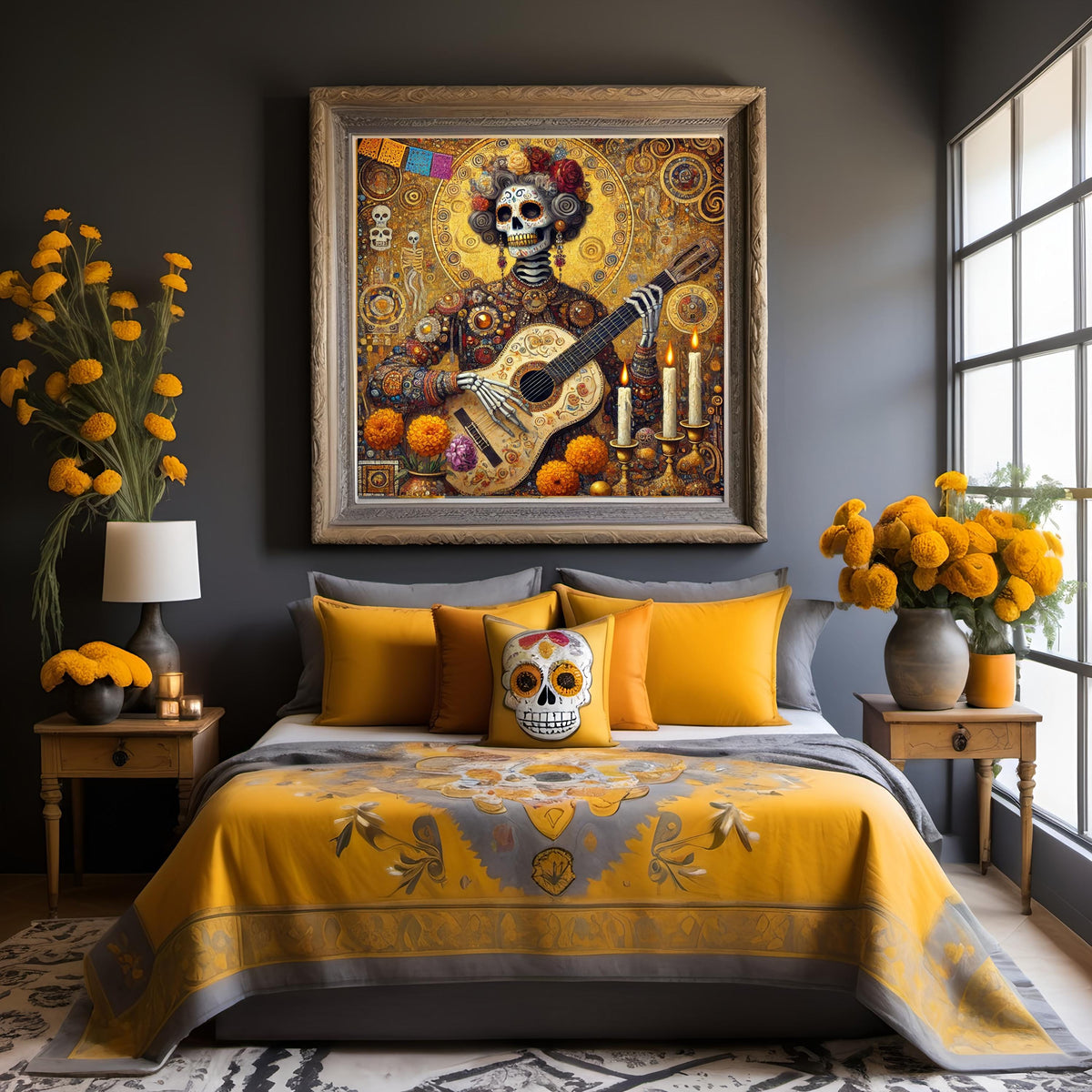 Día de los Muertos Art Print: Gilded Skeleton Musician (Digital Download)