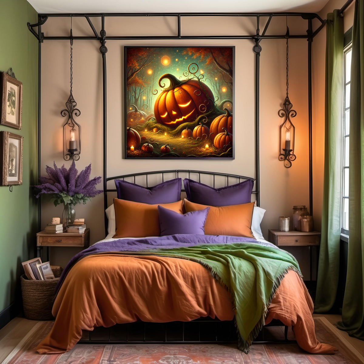 Enchanted Pumpkin Path Print: Vintage Halloween Wall Art (Printable Digital Download)