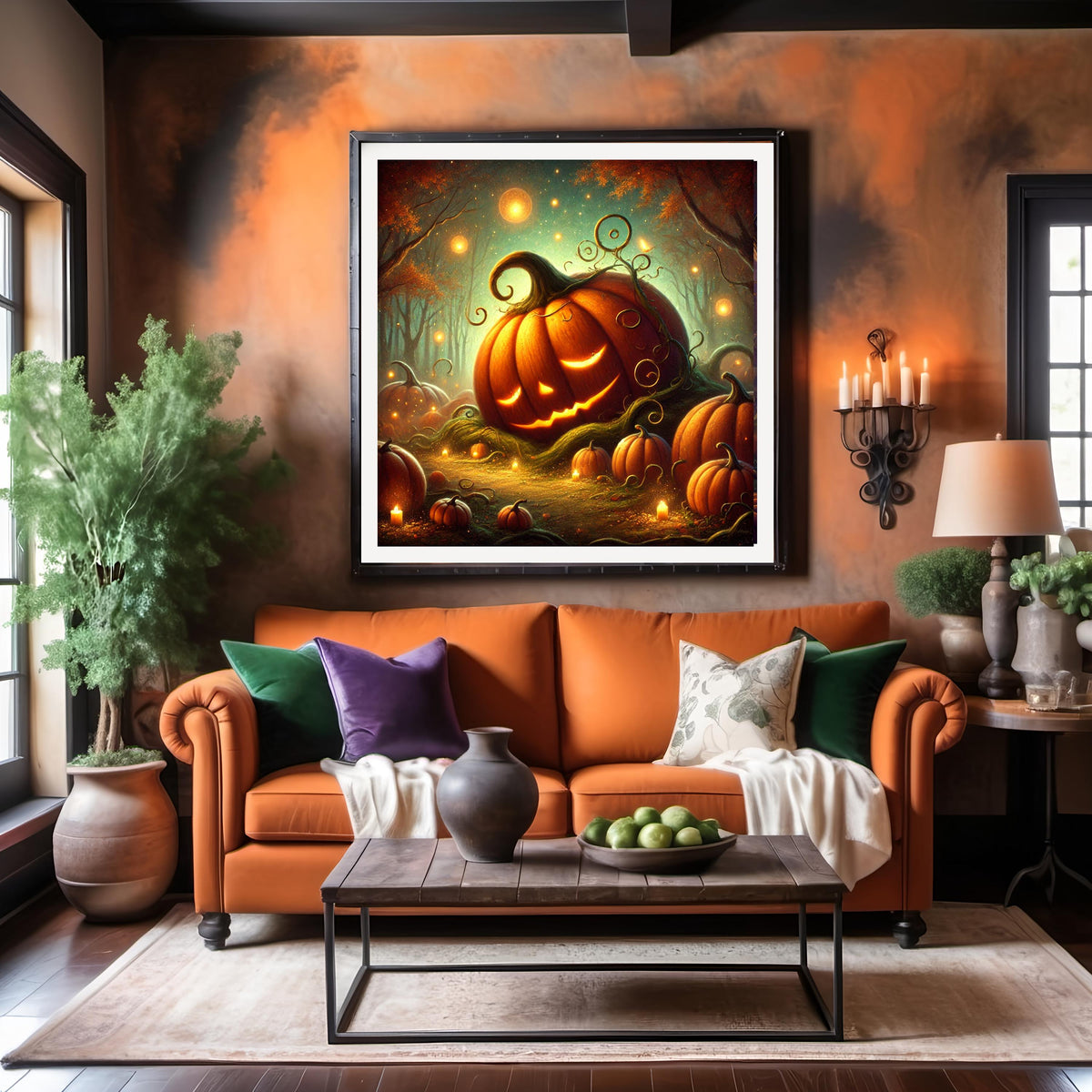 Enchanted Pumpkin Path Print: Vintage Halloween Wall Art (Printable Digital Download)