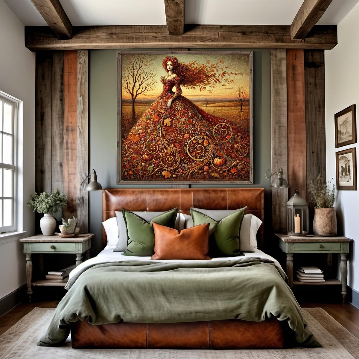 Autumn Empress Painting: Vintage Harvest Goddess Fantasy Art (Digital Download)