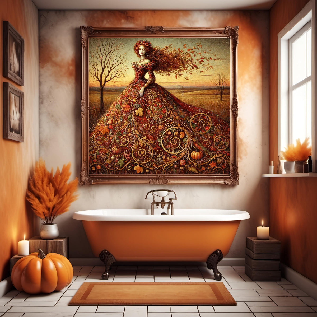 Autumn Empress Painting: Vintage Harvest Goddess Fantasy Art (Digital Download)