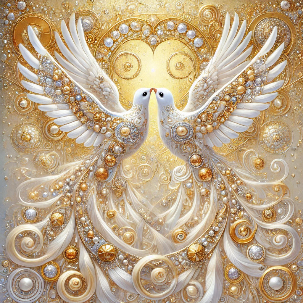 Golden Doves of Love: Klimt-Inspired Wedding Dove Art (Digital Download)