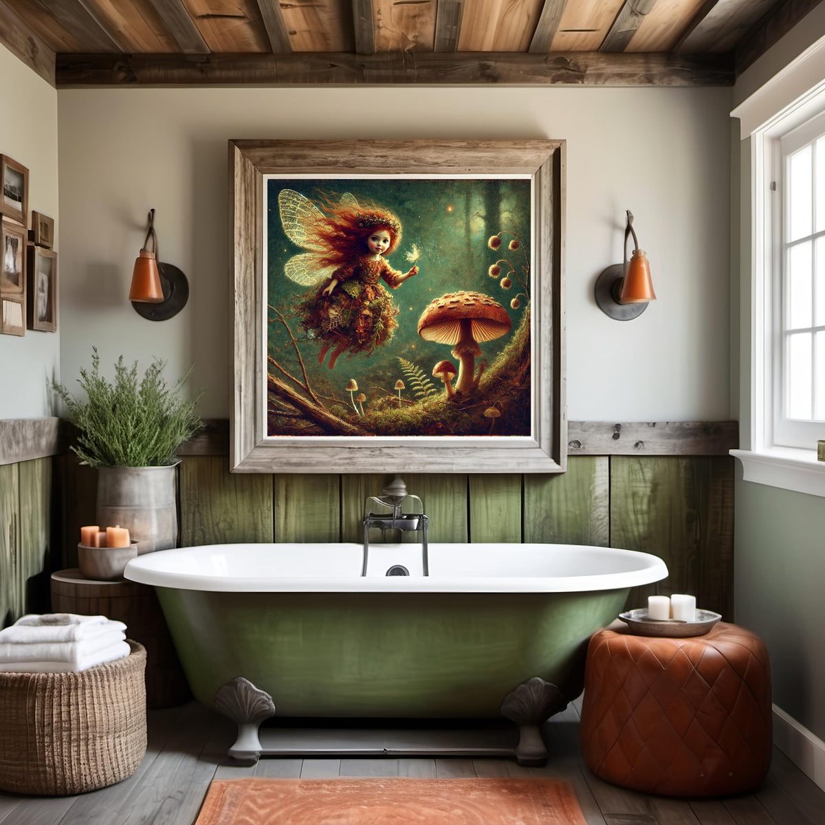 Woodland Fairy Print: Enchanted Forest, Mushrooms, Firefly (Digital Download)