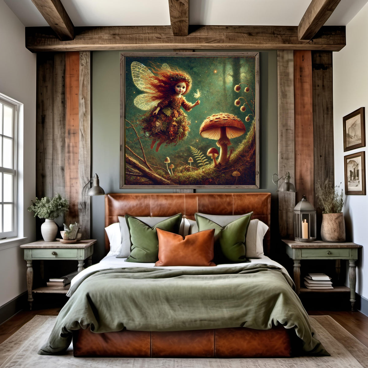 Woodland Fairy Print: Enchanted Forest, Mushrooms, Firefly (Digital Download)