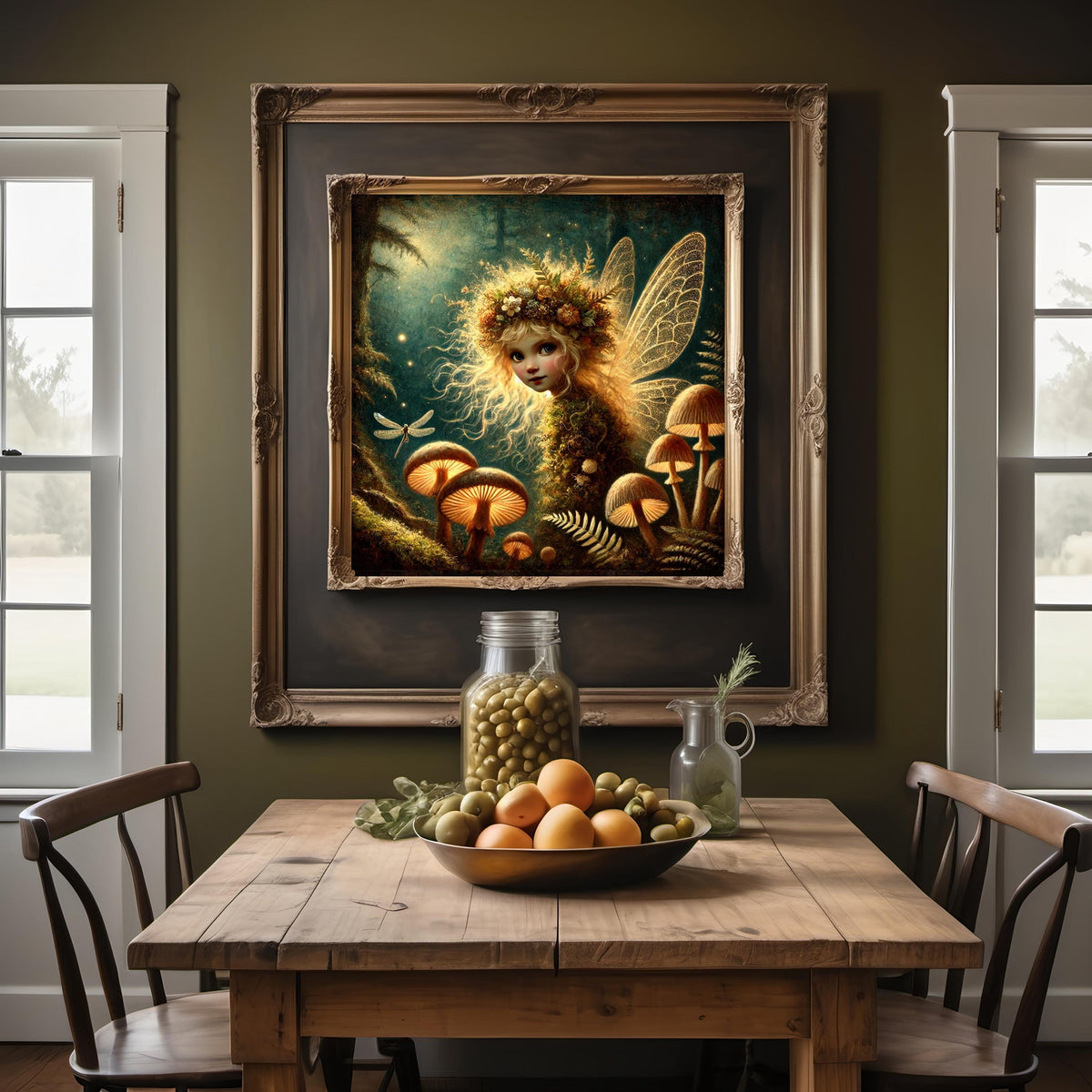 Wild Woodland Fairy: Golden Mushroom Forest Art (Digital Download)