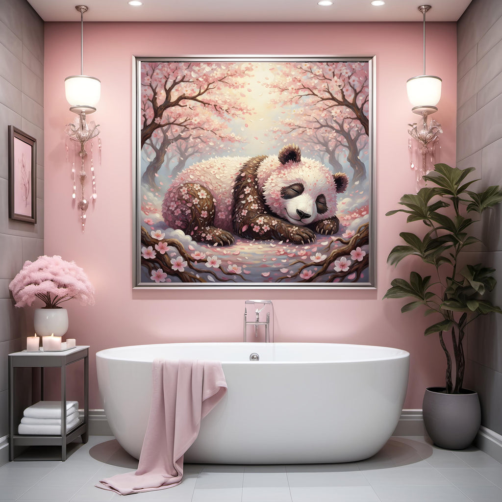 Sleeping Panda Art Print: Cherry Blossoms, Nursery Wall Decor (Digital Download)