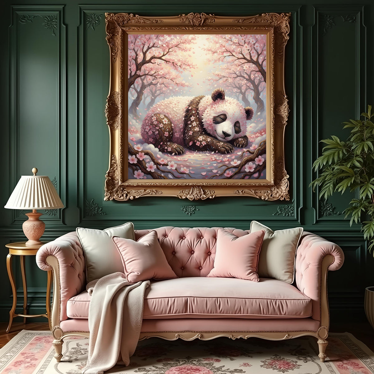 Sleeping Panda Art Print: Cherry Blossoms, Nursery Wall Decor (Digital Download)