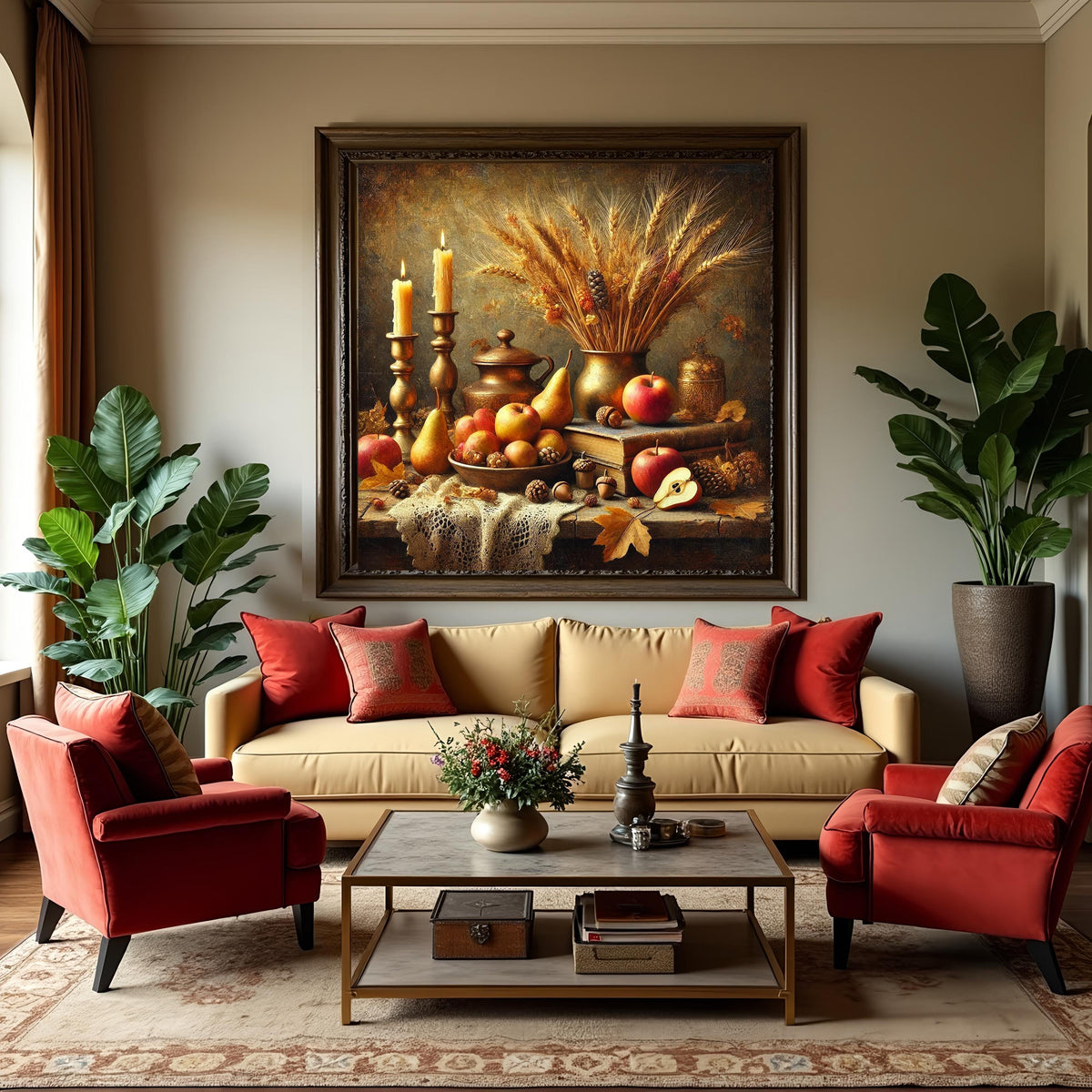 Autumn Still Life Art Print, Vintage Harvest Decor (Digital Download)