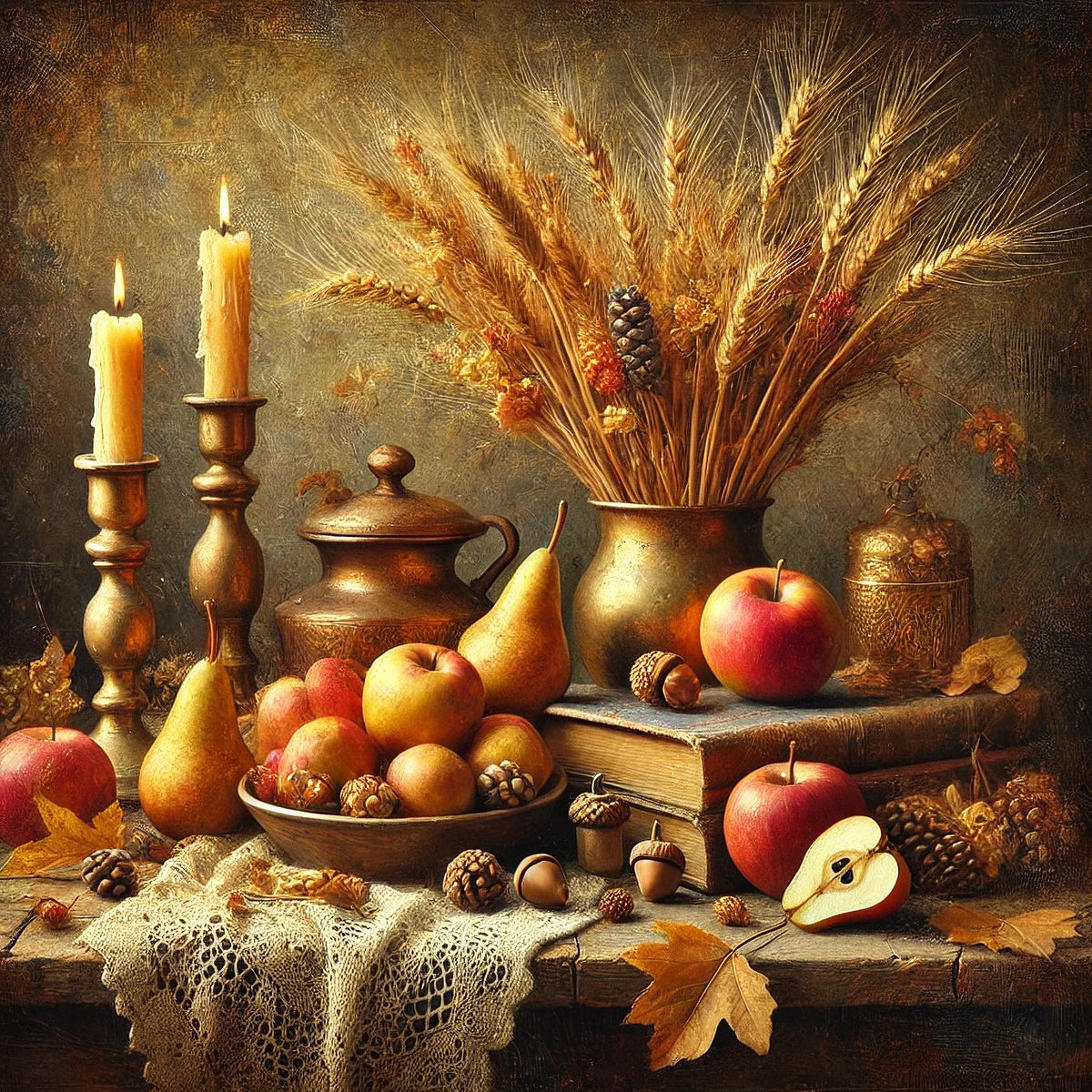 Autumn Still Life Art Print, Vintage Harvest Decor (Digital Download)