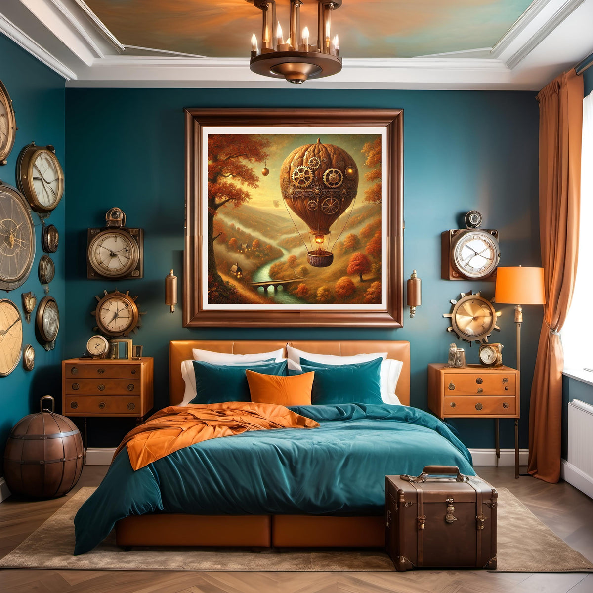 Steampunk Walnut Balloon Art: Whimsical Autumn Fantasy Airship Decor (Digital Downloads)