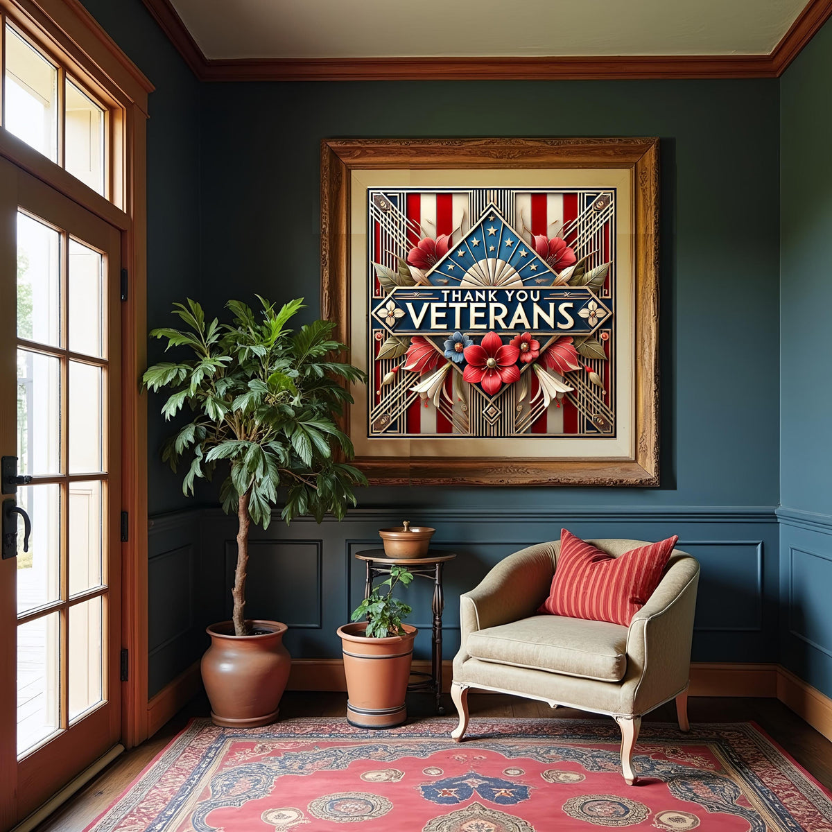 Art Deco Thank You Veterans Sign: Patriotic Wall Art (Digital Download)